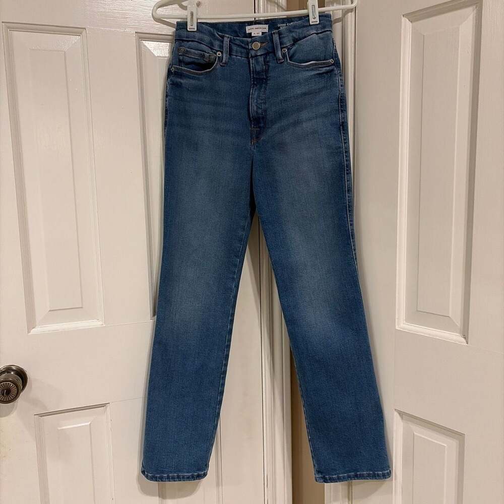 Good American Good Curve Straight Super High-Rise Compression Jeans